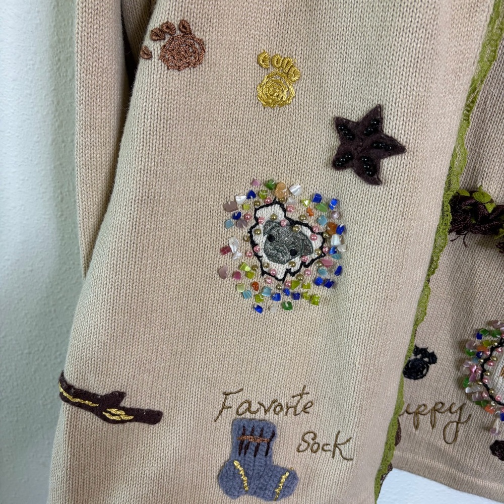 Storybook Knits dog lover my best friend vintage Cardigan Cottagecore sweater - Picture 6 of 10